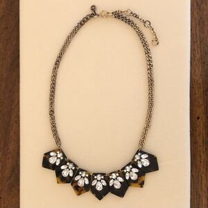 J.Crew | Tortoise and Rhinestone Statement Necklace | 18” Adjustable